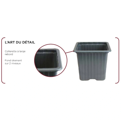 Image de Godets Plastique CARRES 7 X 7 X 6,4 cm polypropylène - noir - Carton de 2160