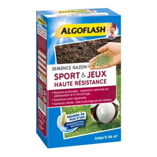 Image de Gazon SPORT et JEUX HAUTE RESISTANCE 28m2 / 46m2 - Le carton - 1 kg