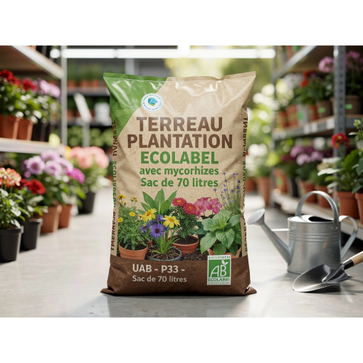 Image de TERREAU PLANTATION  ECOLABEL avec mycorhizes - UAB -  P33 -  Sac de 70 litres