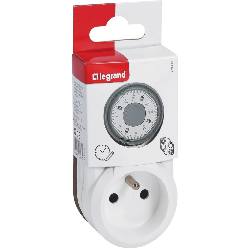 Image de Programmateur ménager journalier avec fiche 2P+T et socle 2P+T 16A - L'unité