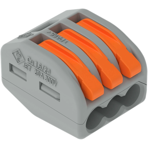 Image de BORNE WAGO 222 3X4MM² à LEVIERS SOUPLE & RIGIDE - Sachet de 50