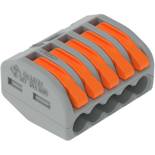 Image de BORNE WAGO 222 5X4MM² à LEVIERS SOUPLE & RIGIDE - Sachet de 40