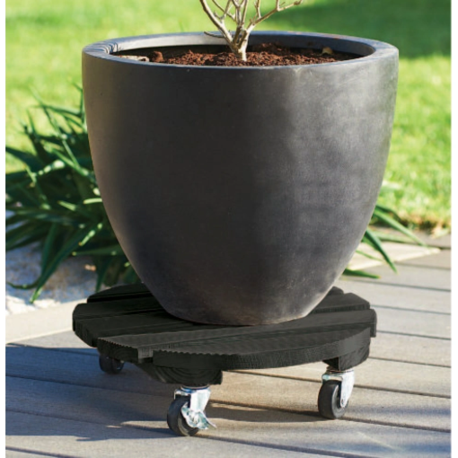 Image de SUPPORT ROULANT BOIS MASSIF 30 cm ROND FLORA COLOR - Unité