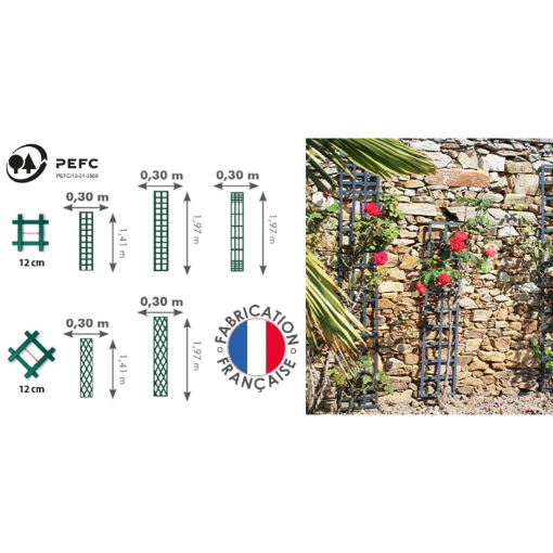 Image de Treillage rectangle maille LOSANGE 12cm vert - 1m00 x H1m97 - 777130 - Unité