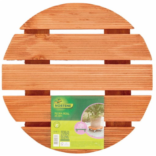 Image de SUPPORT ROULANT BOIS MASSIF 40 cm ROND - Unité